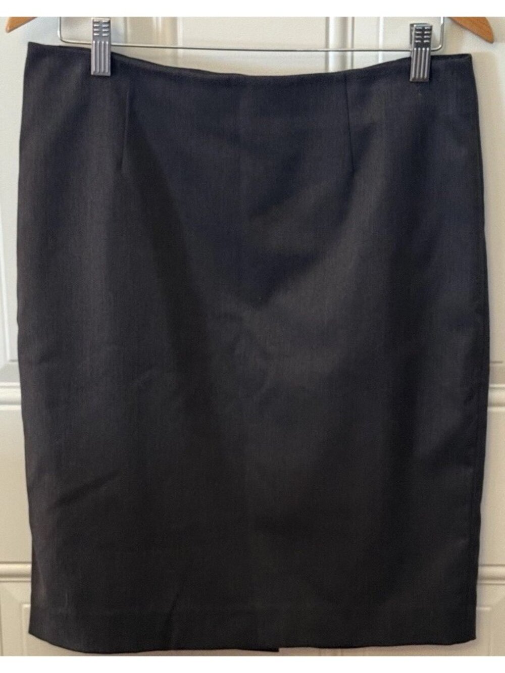 Anne Klein Womens Pencil Skirt Dark Gray/Black Midi Back Slit Zip Knit Size 8